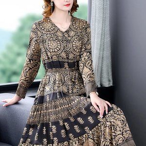 Silk Loose Dress Spring Summer Midi Evening Dress